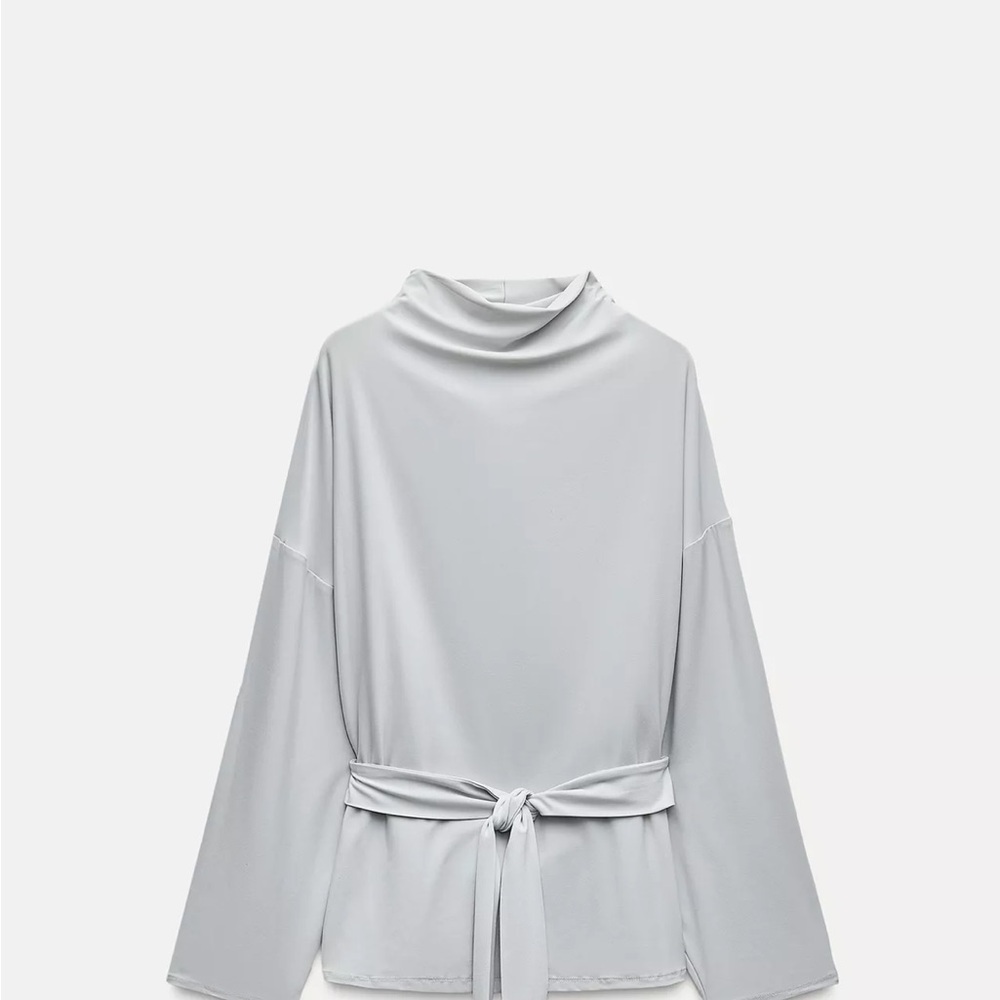 Zara Light Gray Draped Top